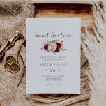 Klassieke Tropische Sweet Sixteen verjaardagsfeest Kaart<br><div class="desc">Deze klassieke tropische zoete zestien verjaardagsfeestuitnodiging is perfect voor een elegante 16e verjaardag. Het design van de bordo marsala is voorzien van waterverf,  groen,  roze,  bordeauxrode en blozende rozen,  geassorteerd met groen,  netjes gerangschikt in een sierlijk en stralend bloemenboeket.</div>