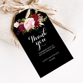 Klassieke Tropische Zwart en Bourgondië Dank u Cadeaulabel