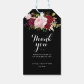 Klassieke Tropische Zwart en Bourgondië Dank u Cadeaulabel (Voorkant)