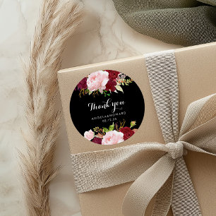 Klassieke Tropische Zwarte Bourgogne Dank u voor u Ronde Sticker