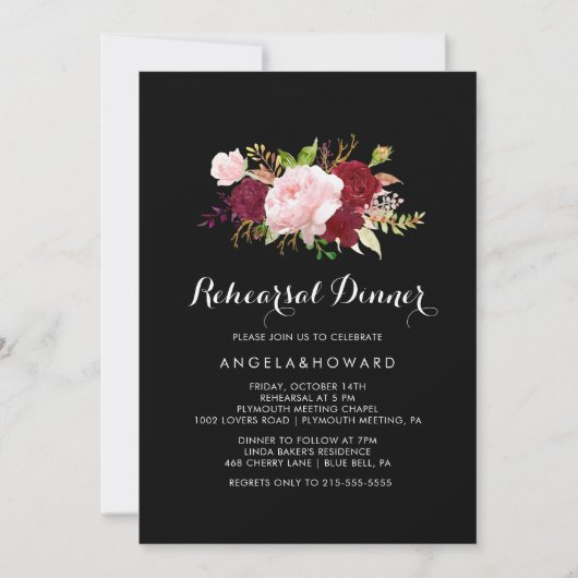 Klassieke Tropische Zwarte Bourgondische repetitie Kaart (Voorkant)