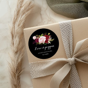 Klassieke Tropische Zwarte Huwelijksliefde is Popp Ronde Sticker