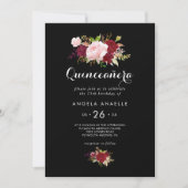 Klassieke Tropische Zwarte Quinceañera Verjaardags Kaart (Voorkant)