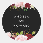 Klassieke Tropische Zwarte Wedding Envelop Afdicht Ronde Sticker (Voorkant)