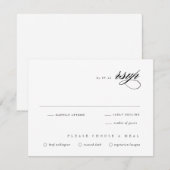 Klassieke Trouw Bruin & Wit Elegant Schrift RSVP Kaartje (Voorkant / Achterkant)