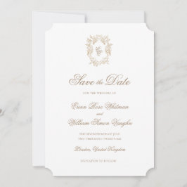 Klassieke Trouw Crest Save The Date Uitnodiging