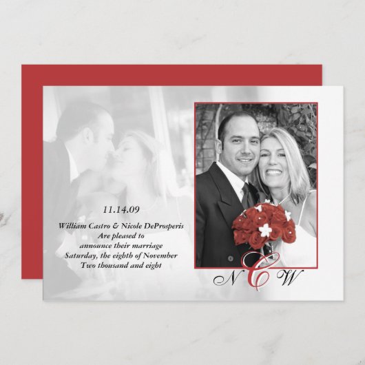 Klassieke trouwaankondiging kaart (Voorkant / Achterkant)