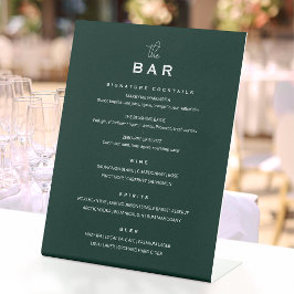Klassieke Trouwbarmenu Chic Minimalistisch Groen Reclamebord Met Voetstuk