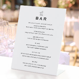Klassieke Trouwbarmenu Chic Minimalistisch Wit Reclamebord Met Voetstuk