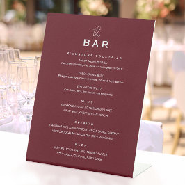 Klassieke Trouwbarmenu Chic Minimalistische Rood Reclamebord Met Voetstuk
