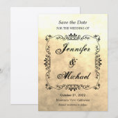 Klassieke trouwdatum Sepia Save the Date (Voorkant / Achterkant)