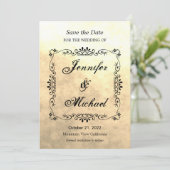 Klassieke Trouwdatum Sepia Vintage Save the Date (Staand voorkant)