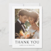 Klassieke trouwfoto wit elegant bedankkaart (Voorkant)