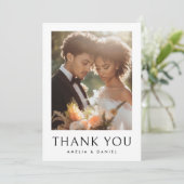 Klassieke trouwfoto wit elegant bedankkaart (Staand voorkant)