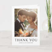 Klassieke trouwfoto wit elegant gevouwen bedankkaart (Voorkant)