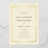 Klassieke trouwjubileum uitnodiging met gouden fol (Voorkant)