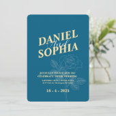Klassieke trouwkaart Blauw Kaart (Staand voorkant)
