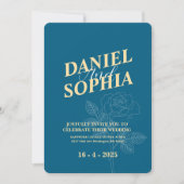 Klassieke trouwkaart Blauw Kaart (Voorkant)
