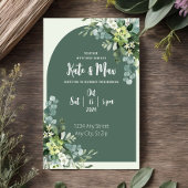 Klassieke Trouwkaart met Bloemen en Mint Kaart