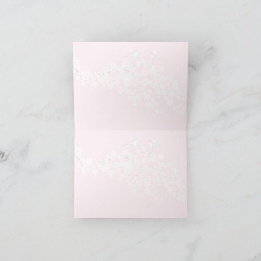 Klassieke Trouwkaart met Kersenbloesem "Liefdesvog Bedankkaart (Binnen)