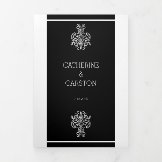 Klassieke trouwkaart met twee kleuren drieluik uitnodiging (Cover)