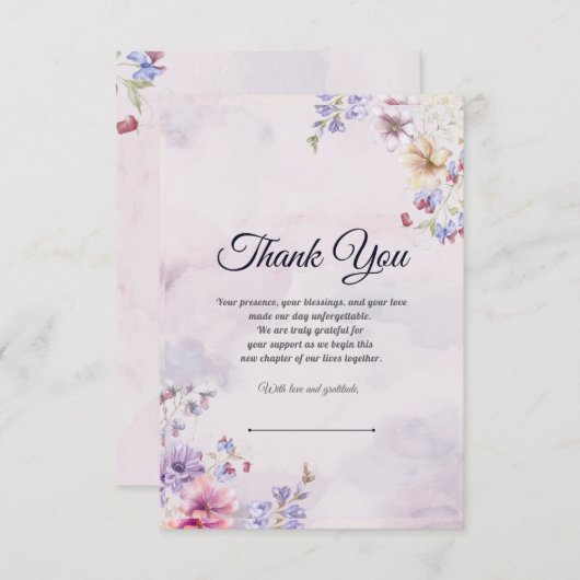 Klassieke trouwkaart om gasten te bedanken bedankkaart (Voorkant / Achterkant)