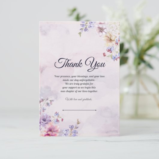 Klassieke trouwkaart om gasten te bedanken bedankkaart (Staand voorkant)