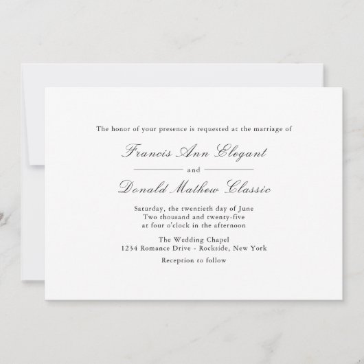 Klassieke trouwkaarten voor bruid en bruidegom kaart (Voorkant)