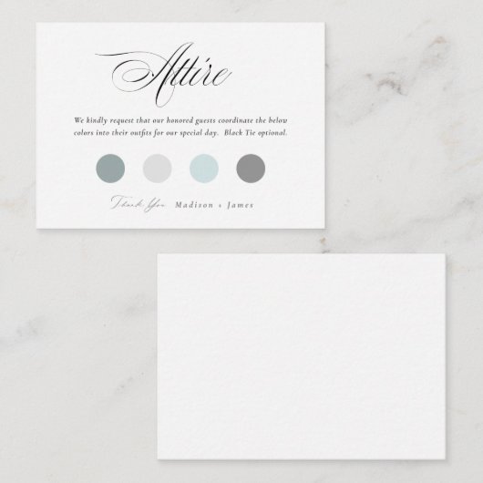 Klassieke Trouwkleding Kledingcode Kleurenpalet Informatiekaartje (Voorkant / Achterkant)