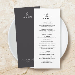 Klassieke Trouwmenu Kaart Chic Minimalistisch Grij