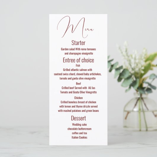 Klassieke trouwmenu sjabloon, modern, script menu (Staand voorkant)