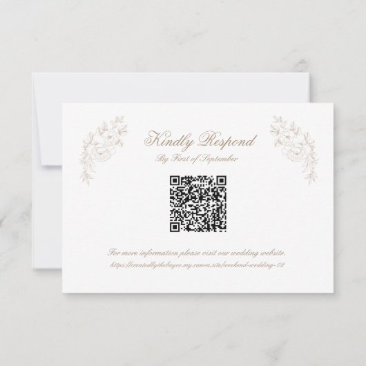 Klassieke Trouwmonogram Crest QR-code RSVP-kaart RSVP Kaartje (Achterkant)