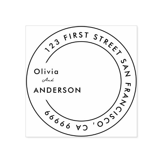 Klassieke Trouwnamen & Rond Terugkeeradres Rubbe Rubberstempel (Afrduk)