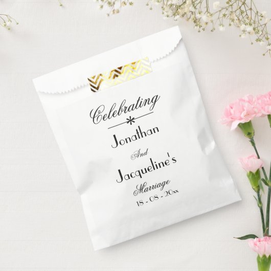 Klassieke Trouwscript Namen Elegant Wit Bedankzakje (Gezegeld)