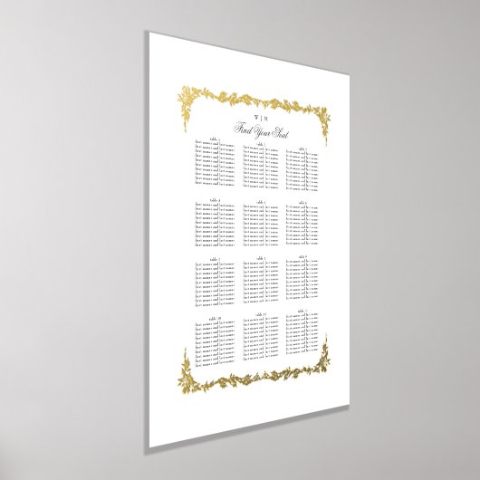 Klassieke Trouwtafel Grafiek Zitplan Goud Folie Afdrukken (Laagn)