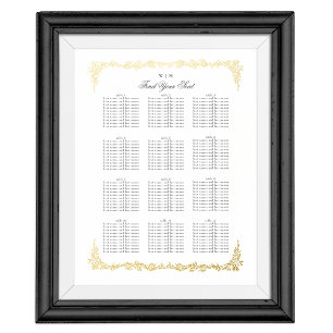 Klassieke Trouwtafel Grafiek Zitplan Goud Folie Afdrukken