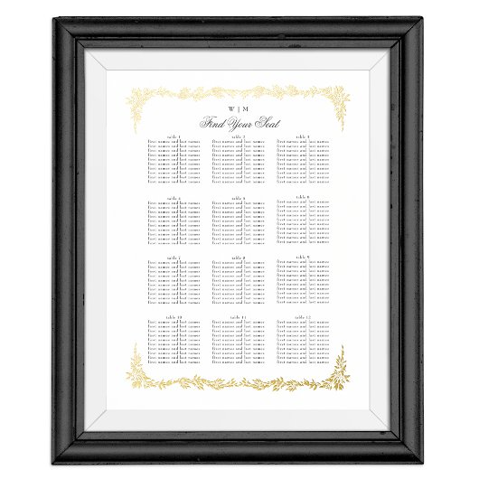 Klassieke Trouwtafel Grafiek Zitplan Goud Folie Afdrukken