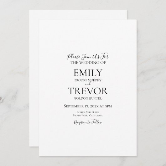 Klassieke trouwuitnodiging (Voorkant / Achterkant)