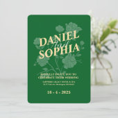 Klassieke trouwuitnodiging Groen Kaart (Staand voorkant)