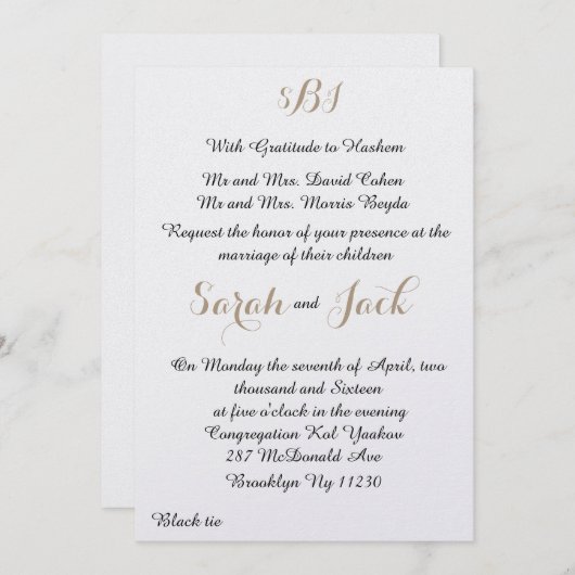 klassieke trouwuitnodiging kaart (Voorkant / Achterkant)