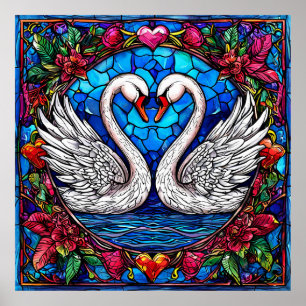 Klassieke Trouwzwanen Liefde Eenheid 🦢💍🌿✨ Poster