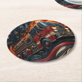 Klassieke Truck op imitatieleer Ronde Kartonnen Onderzetter (Gebogen)