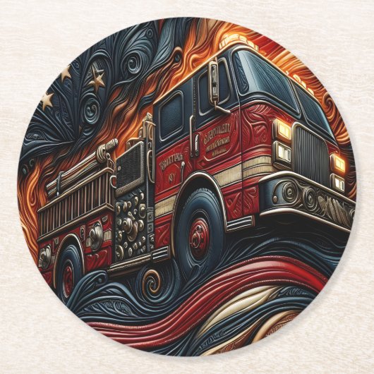 Klassieke Truck op imitatieleer Ronde Kartonnen Onderzetter (Voorkant)