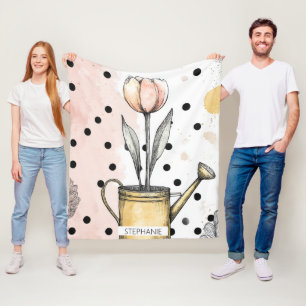 Klassieke Tulp Waterverf Stippen Kunst Fleece Deken