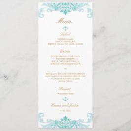 Klassieke Turquoise & Gold Elegant Ironworks Weddi Menu