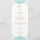 Klassieke Turquoise & Gold Elegant Ironworks Weddi Menu (Voorkant)