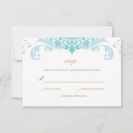 Klassieke Turquoise & Gold Elegant Ironworks Weddi RSVP Kaartje
