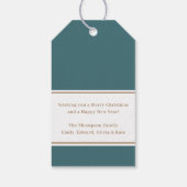 Klassieke Turquoise Kerstblad Gelukkige Vakantie Cadeaulabel (Achterkant)