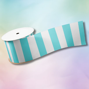  Klassieke turquoise & White Stripes Satijnen Lint