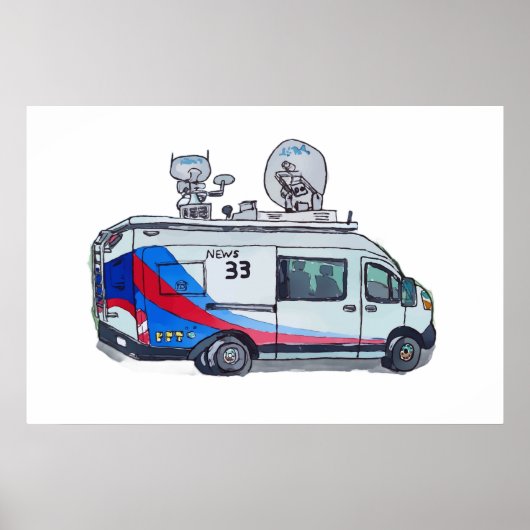 Klassieke TV Nieuwsbus Poster (Voorkant)